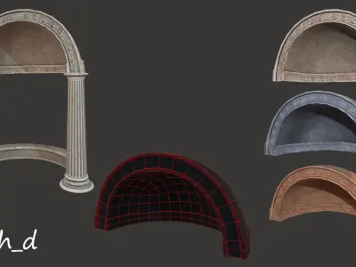 columns ornate fountain Low-poly 3D model