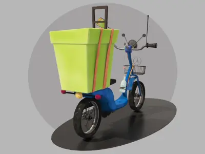 Motorbike 3d delivery bike Low-poly 3D model