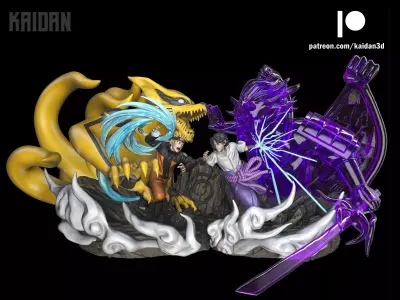 Naruto vs Sasuke  NARUTO  - STL ready for 3D printing 3D print model