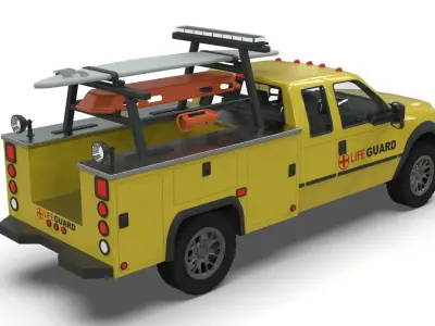 Lowpoly Lifeguard Truck  Low-poly 3D model