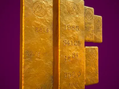  3D Gold Bars Antique Set  Low-poly 3D model