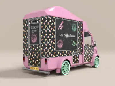 Ice Cream Truck Low-poly 3D model