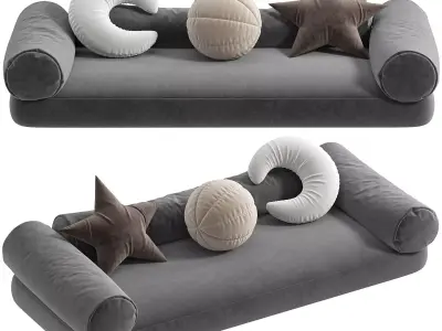 Sofa and Docorative Pillows 3D model