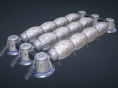 Mars KitBash - Station Low-poly 3D model