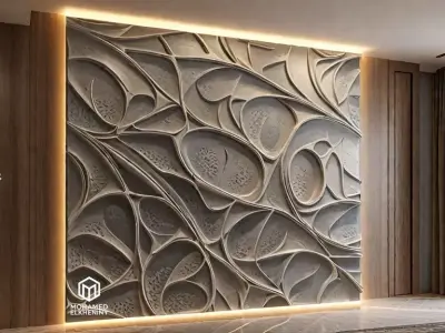 modern panel wall decor set relief stl mural CNC 300  3D model