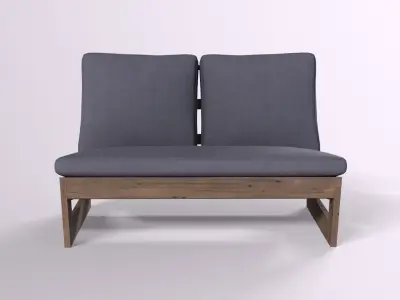 Love Seat with cushions grey Low-poly 3D model