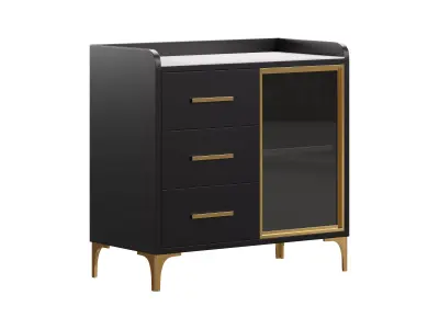 Modern Glass Door Wood Sideboard  3D model