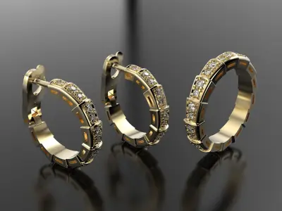 Bvlgary Ring and Earrings set 3D print model