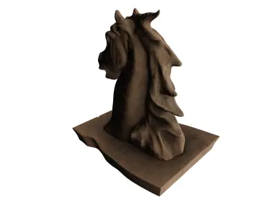 Wooden Horse Head Sculpture 3D model