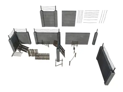 Modular Fence Pack 1 Low-poly 3D model