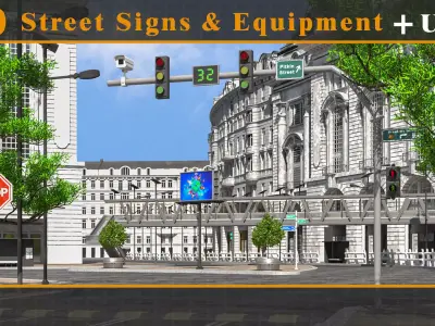 50 Street signs and equipment  3D model