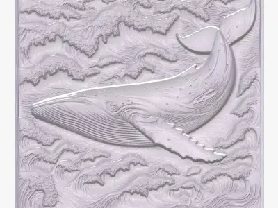 Blue Whale 1 basrelief for 3D printing 3D print model