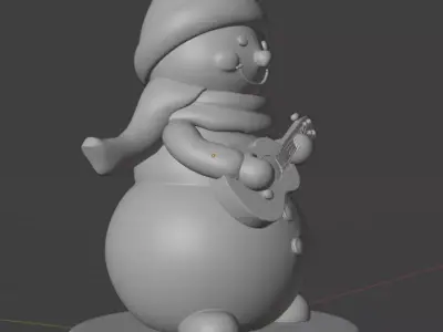 Snowman figurine with a ukulele 3D print model