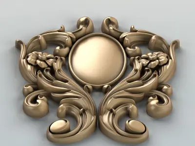Carved decor vertical 002 3D model