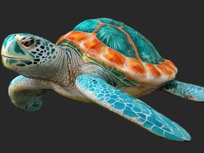 Sea Turtle Cartoons  Low-poly 3D model