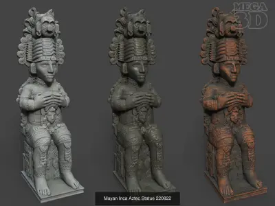 05 Low poly Mayan Statues 3D model Collection 1