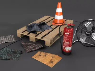 Various Garage Stuff Low-poly 3D model