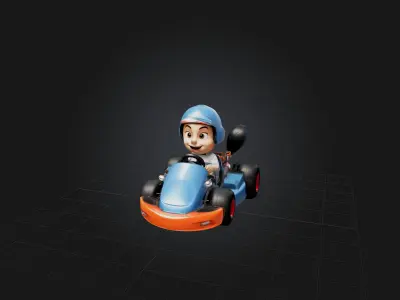 Cartoon Go-Kart Low-poly 3D model