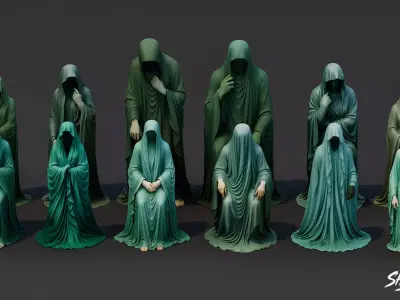 Ghost Statue Pack Low-poly 3D model