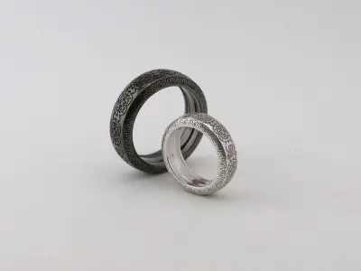 couple rings with patterns 3D print model