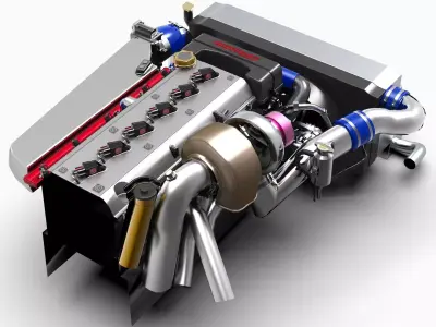 1JZ GTE Greddy Turbo Inline 6 Engine Low-poly 3D model