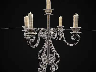 Classic Iron Candelabra  Low-poly 3D model