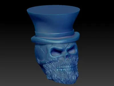 Cylinder hat skull- 3D STL Print Model High-Polygon 3D print model