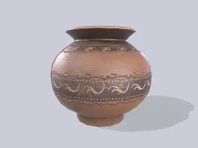 Clay pot Low-poly 3D model