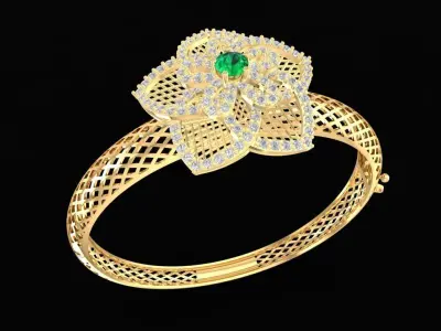 Luxury Floral Emerald Jewelry Set for Women 1279 3D print model