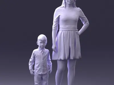 000388 Realistic 3D Scanned Family Set Woman and Child 3dp 3D print model