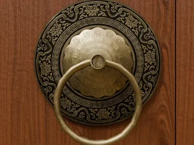 Chinese Style Ornamental Door Knocker 7 - Low Poly PBR Model Low-poly 3D model