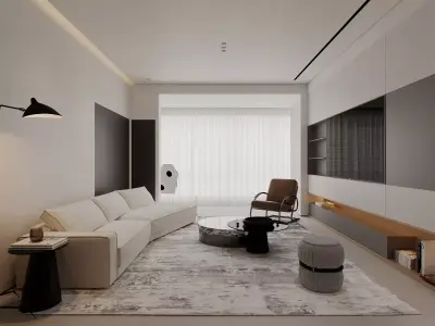 Modern living room dining room interior scenes 394 3D model