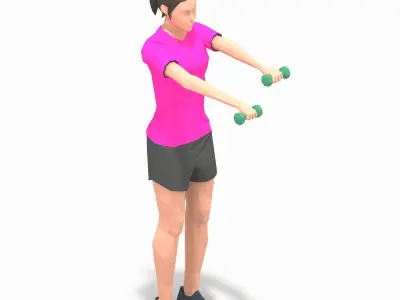 Forward Raise Exercise Woman Animation Low-poly 3D model