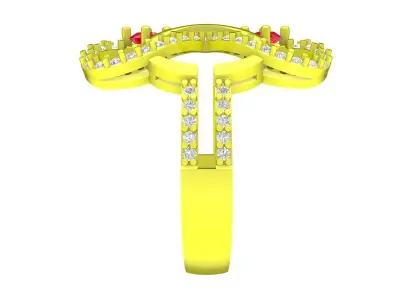 Luxury Floral Cluster Gemstone Ring for Women  5251 3D print model