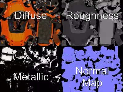 Vibrant Orange Convertible model pack Low-poly 3D model