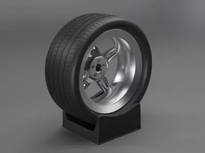 Realistic Car Wheel Low-poly 3D model
