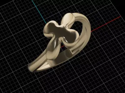 X alphabet bypass shell hallow ring 3D print model
