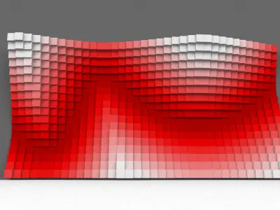 Parametric White and Red Colored Wall Decoration 3D model