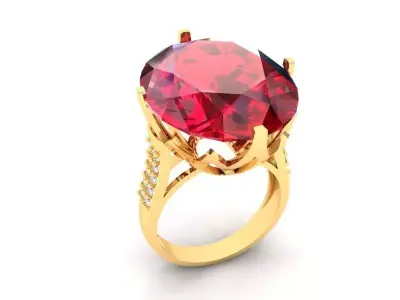 Luxury Crown Large Gemstone Ring for Women 3D Model 475 3D print model