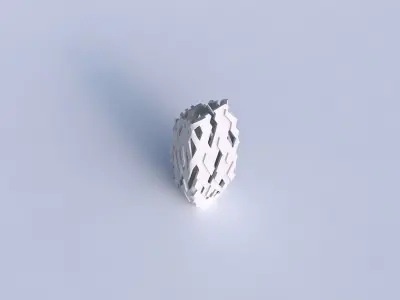Vase bent rectangle with cuts and bulges 3D print model