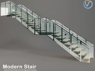 modern stair 03 3D model