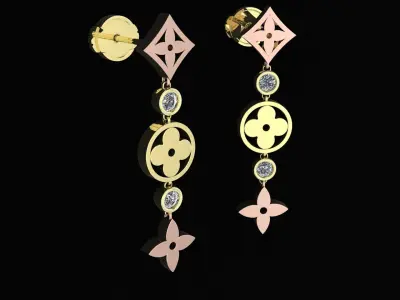 Elegant Louis Vuitton Earrings 3d printing model 3D print model
