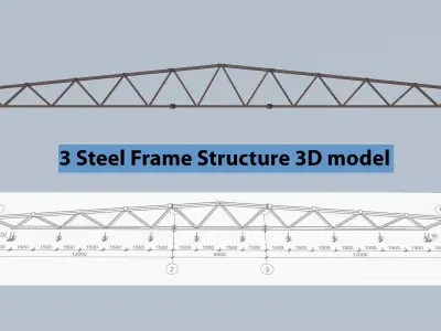 Steel Frame Structure Construction -Truss Low-poly 3D model