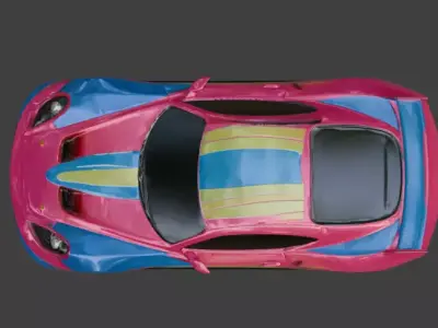 Pink Cartoon Race Car 3D Model Low-poly 3D model