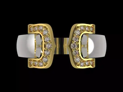 Two-tone Gold STL 3dm Ring with Open Cut Diamonds Model jr00199 3D print model