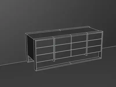 Bronzegold Black Luxorius Dresser Cabinet Wide Low-poly 3D model