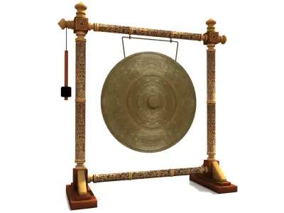 Asian classic decorative gong Low-poly 3D model