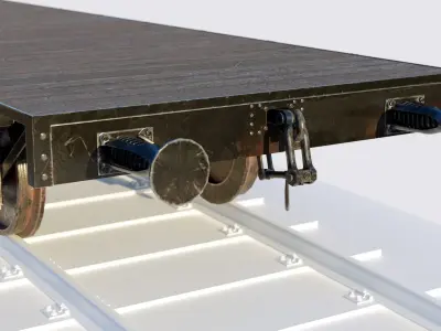 Train Open Freight Car Low-poly 3D model