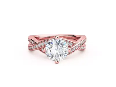 ZRP038 rose gold engagement ring with oval cut center stone 3D print model