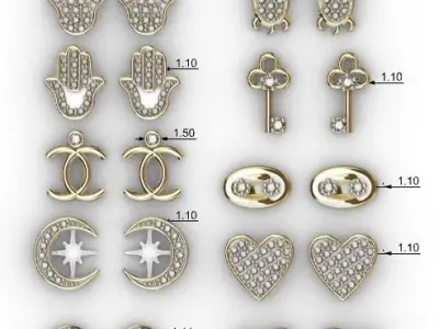 Aretes -Topitos para dama paquete de 10 -v- 3D print model